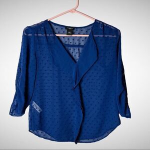 Ann Taylor Sheer Blue Dot Blouse Size XXSP
